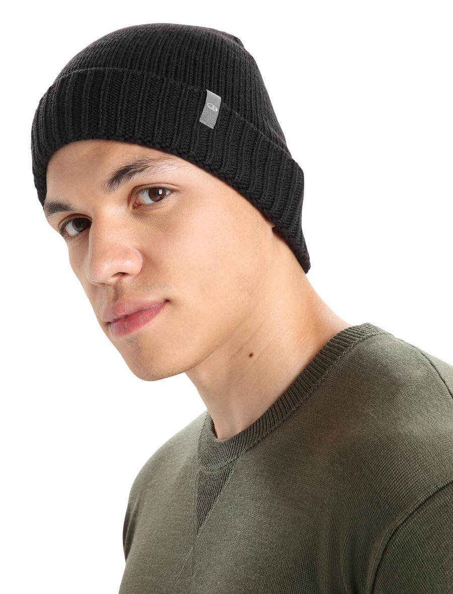 Chapeaux Icebreaker Unisex Merino Vela Cuff Beanie Homme Noir | FR 1090KORI